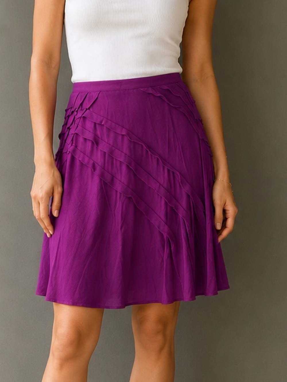 Max Studio Purple Ruffle Front Skirt Size Small | Asymmetrical Layered Hem